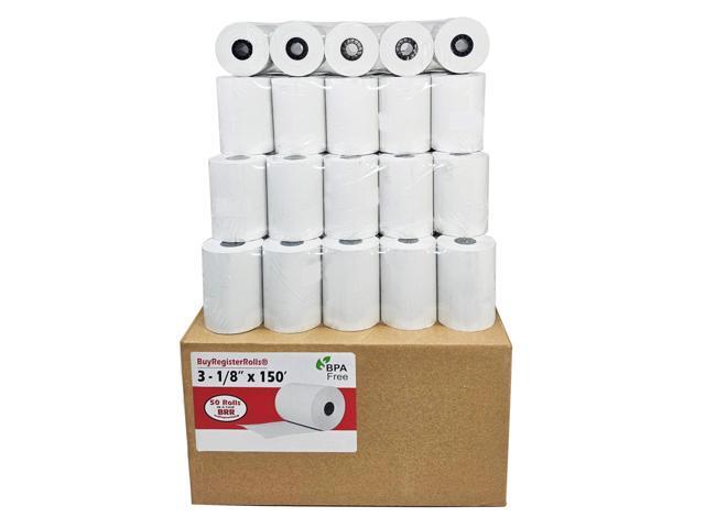 (50 Rolls) 3 1/8 x 150 Thermal Paper Receipt Rolls fits all Clover 55 GSM POS Cash Register Printers SCP700 TSP100 TSP300 TSP400 TSP500 from
