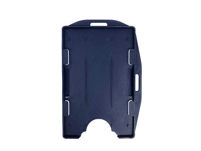 50 Pack ID Badge Holders Double Sided Plastic ID Card Holder, Horizontal and Veritcal Style, Hold 2 Cards, Navy Blue