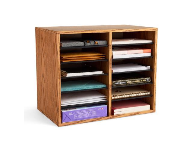 9420MO Adjustable Literature & Paper Organizer, 12 Compartment Mailbox Cubby, Great for Home, Office, Classroom Organization, Medium Oak Wood,.