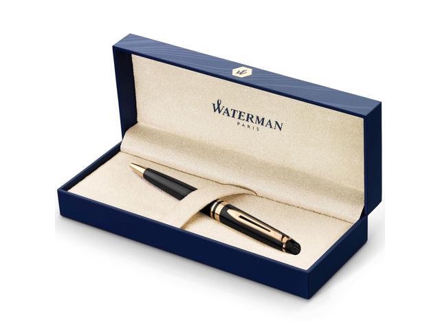 Expert Ballpoint Pen, Black with Golden Trim, Medium Tip, Blue Ink, Gift Box
