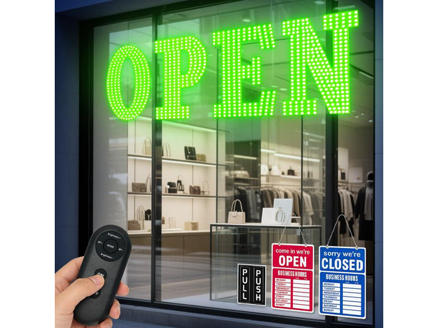 30'x10' Large LED Open Sign for Business - Unique Design super Bright Open Signs With chain - High Visibility for Stores, Bar, Hotel, Retail...