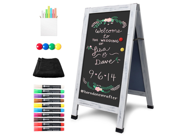 Solid Wood A-Frame Chalkboard - 40' x 20' Magnetic Sandwich Board Signs Outdoor Standing Chalk Board Easel Sidewalk Pizarra for Wedding, Business,...