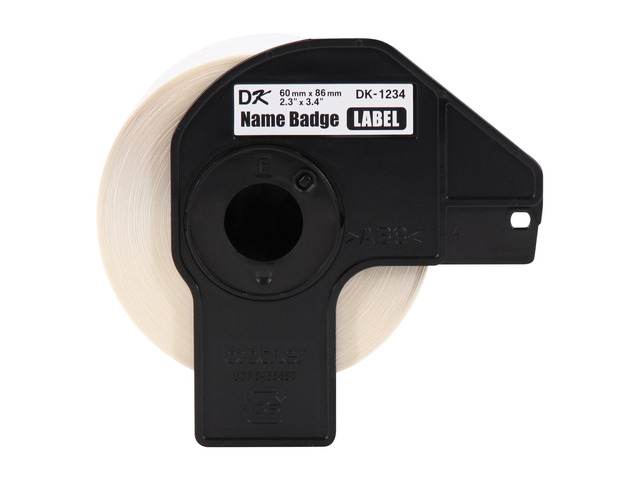 Genuine DK-12343PK Die-Cut Name Badge Paper Labels, 2.3 in x 3.4 in (60 mm x 86 mm) Adhesive Name Badge White Paper Labels, 260 Labels per Roll,...