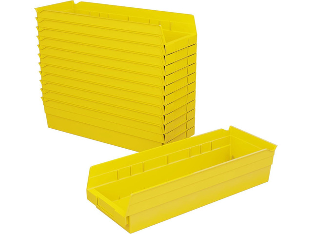 30138 Heavy Duty Plastic Shelf Bins, 18'x 6.5'x 4', Yellow, 12-Pk Heavy Duty Nesting Storage Bins for Garage, Closet, Refrigerator, Kitchen,...