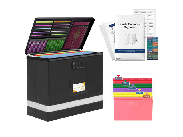 Deluxe Next of Kin Box Organizer with Labels,Estate Planning Organizer Kit Fireproof Home & Office Organization with Family Document Guide,Foldable...