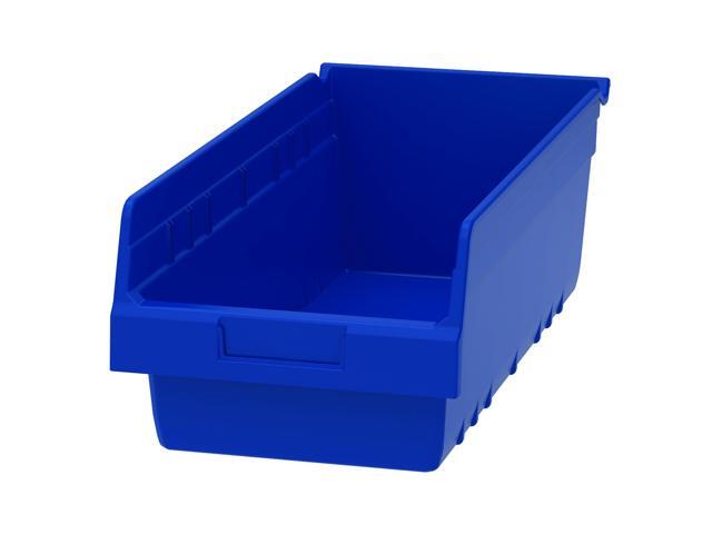 30088 ShelfMax Plastic Storage Bins, Heavy Duty Storage Bins for Garage, Closet, Home and Office Organization, 18' x 18' x 6', Blue, 8-Pack