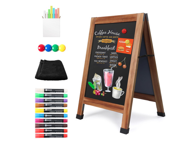 Solid Wood A-Frame Chalkboard - 30' x 20' Magnetic Sandwich Board Signs Outdoor Standing Chalk Board Easel Sidewalk Pizarra for Menu, Business,...
