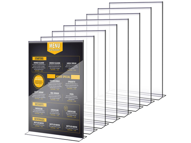 8 Pcs Acrylic Sign Holder 11 x 14'' Clear Acrylic Picture Frame Vertical Table Top Frame with Stand Double Sided T Shape Flyer Holder for Paper...