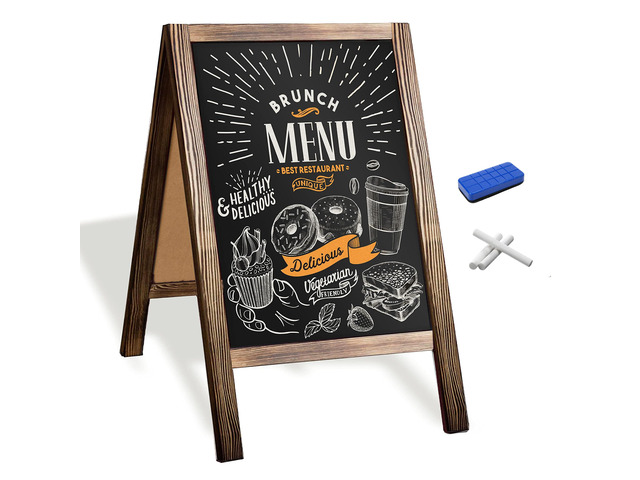A Frame Chalk Board Easel Sign 21x30 in - Sandwich Signs Outdoor Solid Wood A Frame Chalkboard Sign, Magnetic Double-Sided Blackboard Easel,...