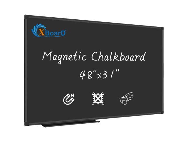 XBoard Magnetic Chalkboard 48 x 31 inch Chalk Board/Black Board, Black Aluminium Frame, Display Collections