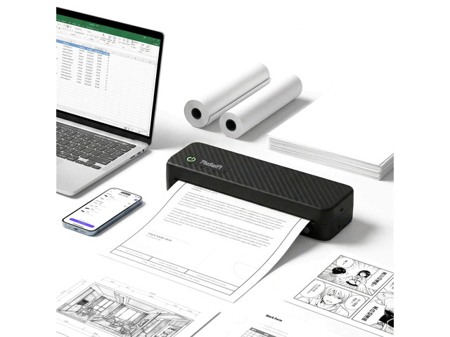 Portable Thermal Printer for Laptop, Inkless Bluetooth Printer Support 8.5' X 11' Letter & A4, with Phone Travel for Home Use Car Office School