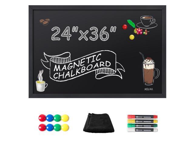 Magnetic Chalkboard Words Sign - 24' x 36' Large Black Frame Wall Decor Bulletin Chalk Board for Menu, Business, Restaurant, Home Office