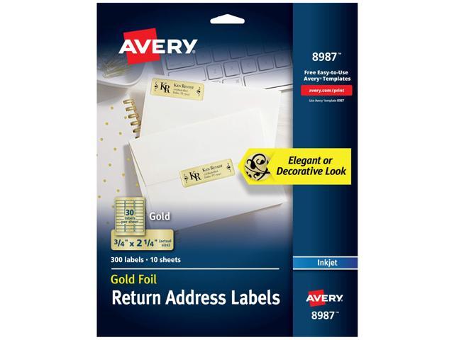 Gold Address Labels for Inkjet Printers, 3/4' x 2-1/4', 300 Labels, 5 Packs (8987)