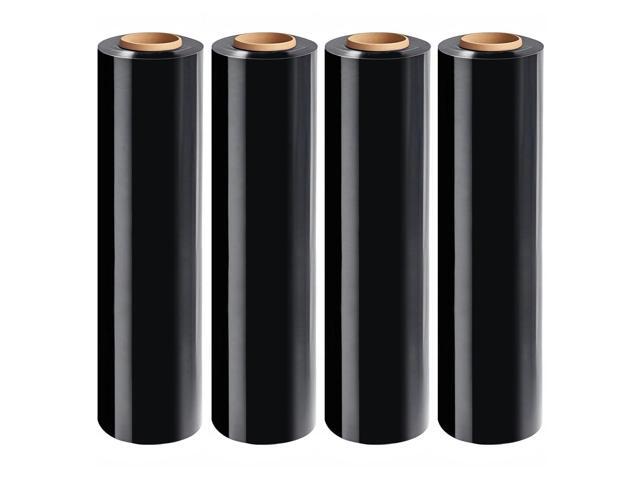 Black Stretch Wrap Roll, Heavy Duty 18in x 1500ft Shrink Film/Wrap, 4 Pack Industrial Strength, 80 Gauge Pallet Wrap, Self-Adhesive Cling,...