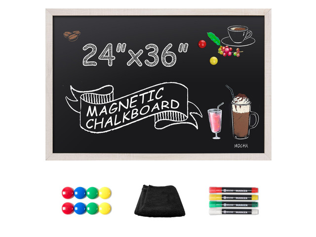 Magnetic Chalkboard Words Sign - 24' x 36' Large White Frame Wall Decor Bulletin Chalk Board for Menu, Business, Restaurant, Farmhouse