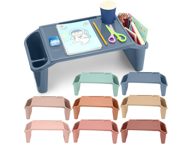8 Pcs Kids Lap Desk Tray Bulk 19.7x9.6x7.1in Portable Lap Tray for Kids Plastic Table with Side Storage Space for Bed Classroom Laptop Children Car...
