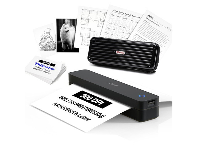 Portable Thermal Printer Wireless for Travel, Printers for Home Use, Come with Carry Case& 200 Sheets Thermal Paper, Support 8.5x11 US Letter & A4...