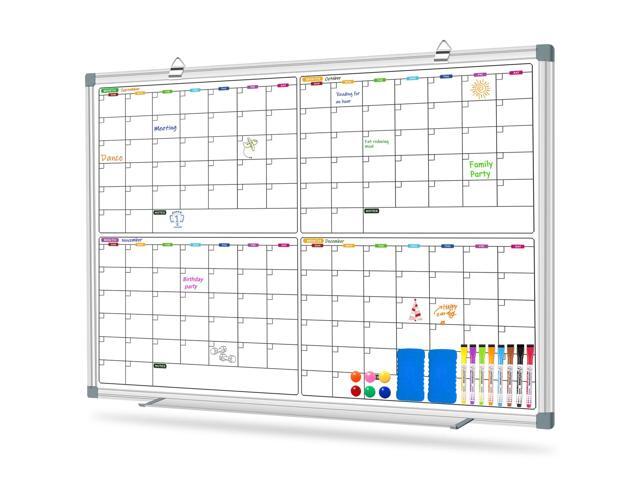 Calendar Whiteboard for Wall 36' x 24', 4 Month Magnetic Calendar Dry Erase Board, Planning Board Bulletin Board Portable Board for Office, School,.