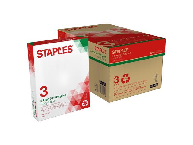 Recycled 8.5 x 11-Inch, 3-Hole Punched Copy Paper 20 lb 92B 500/Ream 10 Ream/Count