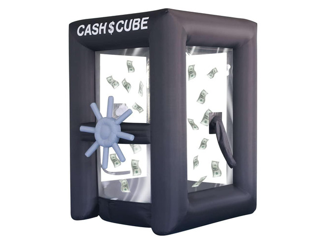 Inflatable Cash Cube Stand Inflatable Money Gripper for Commercial Advertising Events Promotion (Without Blower Included) (Black, 5.9ft x 5.9ft x...