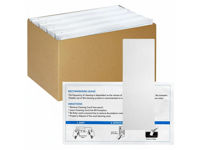 60 Pcs 2.5' x 7.5' Presaturated Bill Acceptor Cleaning Card Validator Card Cleaning Kit with All Bill Validators, Readers and Money Counters