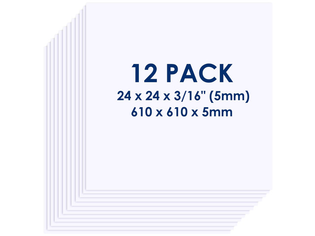 Foam Board 24 x 24 x 3/16'(5mm), Foam Core Board Sheets, White Poster Board 12 Pack, Acid Free Foamboard, Rigid Sign Board for Mounting, Framing,...