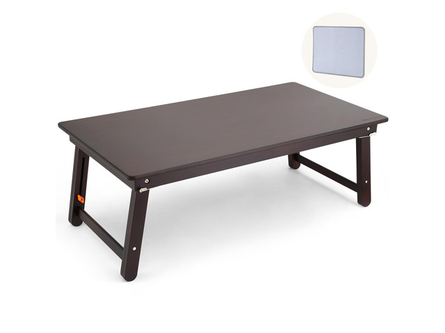 Large Size Floor Desk, Folding Low Coffee Table, No Assembly Required, Adjustable Floor Table for Breakfast Gaming Writing 33.5'x17.7' Black Walnut