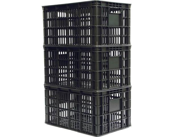 3 Pack Milk Crate 29 Quart 7 Gallon Heavy Duty Plastic Stackable Rectangular Dairy Storage Basket Size 18.5 x 12 x 9.5 Tall