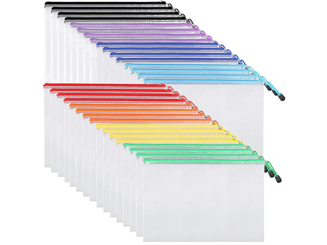 32pcs Mesh Zipper Pouch Bags, Mesh Bags with Zipper, Zipper Pouch for Organizing, Letter Size, A4 Size, for Office Supplies, Puzzles