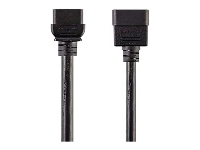 Heavy Duty Extension Cord - 3 Feet - Black IEC 60320 C20 to IEC 60320 C19, for Powering Servers, Routers, & Other High-Output Network Devices