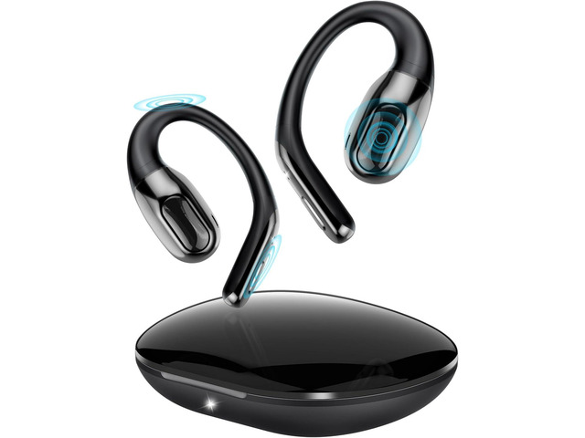 Open Ear Headphones Bluetooth 6.0 Immersive Stereo, 2026 Wireless Sports Earbuds with Wide Area Tap, 45Hrs Lightweight Comfort Ear Buds with ENC...