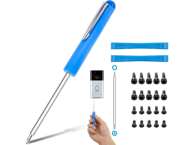 Bit Set for Video Doorbell, Doorbell Sews Rplacement WiFi Password Reset and Battery Change, Double-Ended T6 T15 Screwdriver with 20Pcs Fits for...