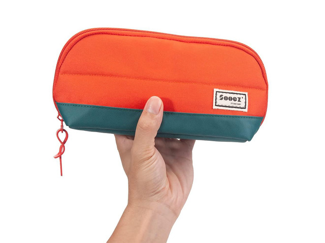 Wide-Opening Pencil Pen Case, Lightweight & Spacious Pencil Pouch Zipper Stationery Bag, Aesthetic Supply with Triangular Design for Adults, Orange