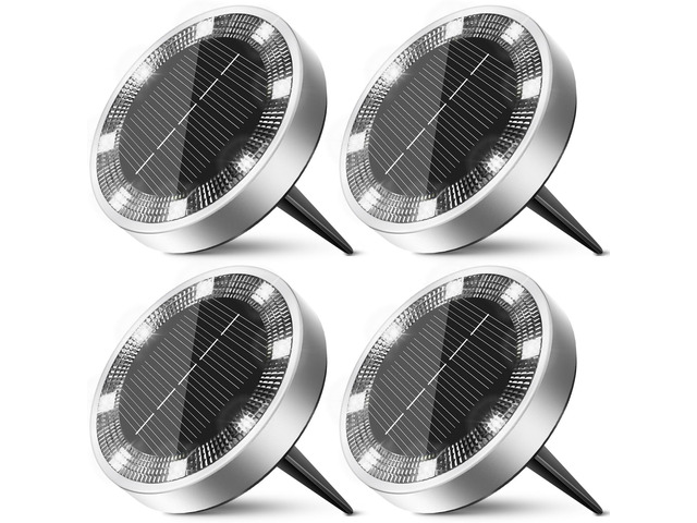 4 Pack Solar Lights Outdoor Waterproof, 8 LED Solar Ground Lights Flat Solar Disc Light Landscape Lighting for Pathway Garden Yard Walkway Driveway...