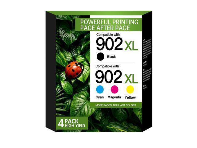 902XL 902 Ink Cartridges for HP Printers 6978 6968 Ink Cartridges 4-Pack Compatible for HP 902XL Black and Color Combo Pack Work for HP902...