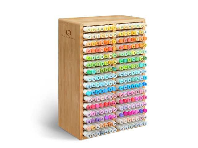 Bamboo Marker Organizer Hold 224 Markers for Honolulu Oahu Series Markers Pens Pencils Stationary Organizer Holder Desktop Storage with 32...