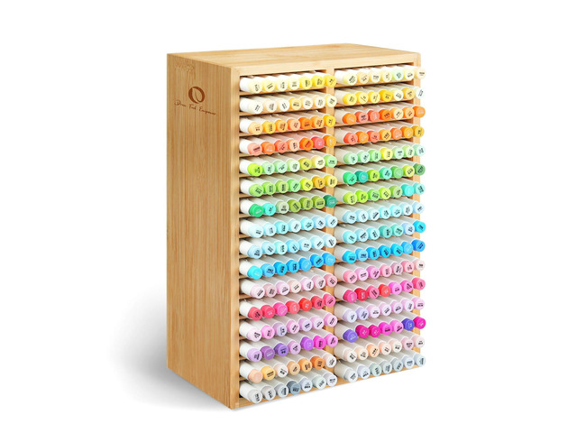 Bamboo Marker Organizer Hold 224 Markers for Honolulu Oahu Series Markers Pens Pencils Stationary Organizer Holder Desktop Storage with 32...