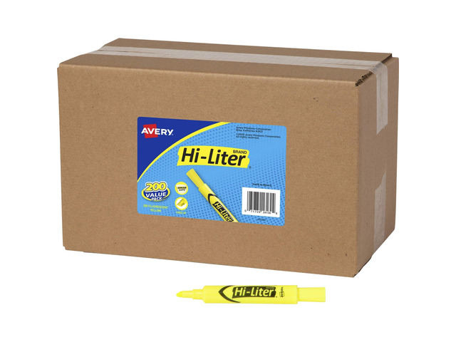 Hi-Liter Value Pack Desk-Style Highlighters, Smear Safe Ink, 200 Fluorescent Yellow Highlighters (24130)