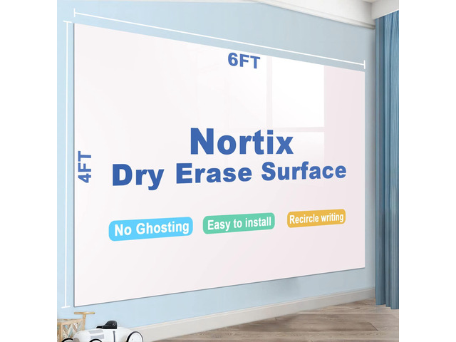 White Board Paper for Wall, Whiteboard Contact Paper, Dry Erase Peel and Stick Wallpaper Stain-Proof Dry Erase Wall Decal, 1 Piece (4x6ft)