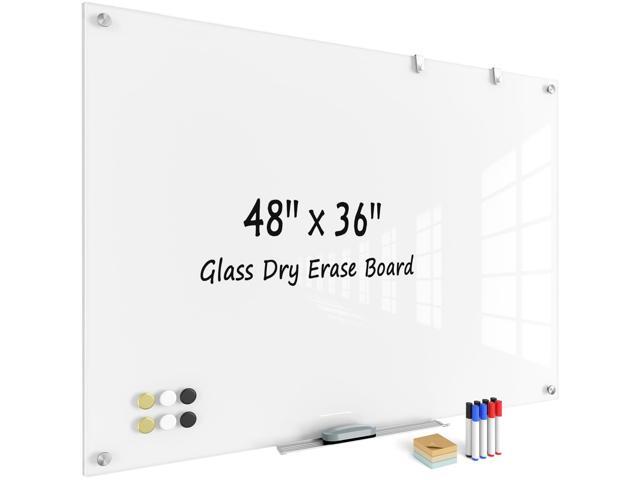 Large Glass Whiteboard, Enhanced Magnetism Glass Dry Erase Board for Wall, 48' x 36' Pure White Tempered Glass Board, 4' x 3' Big White Board for...