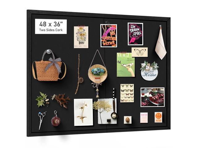 Large Bulletin Board, Cork Boards for Walls with Frame, Pin Display Board Vision Board for Home School Office Decor(Black)