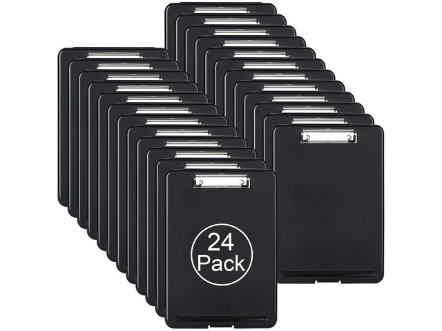 Plastic A4 Form Storage Box Case, Clipboard Case, Bulk clipboard Set Suitable for School,Utility,Industrial Office, Medical Personnel,Black,24 Pack