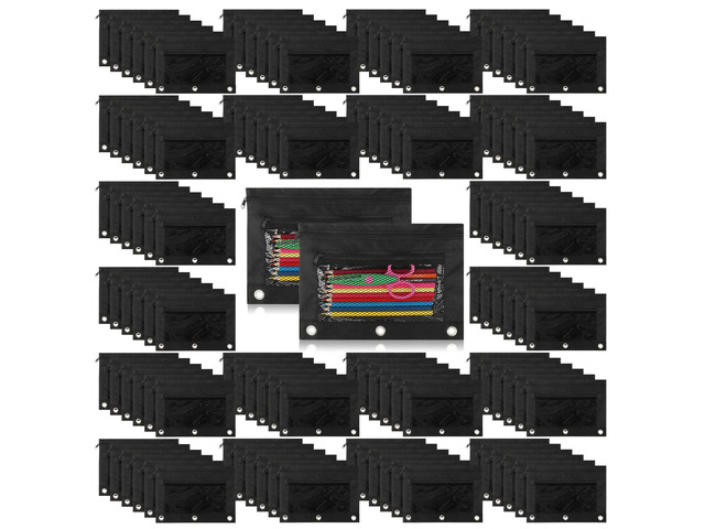 150 Pieces Zipper Binder Pencil Pouches 3 Ring Binder Zipper Pouches Case with Window Ring Pencil Bags Case or Office School Students Supplies(2...
