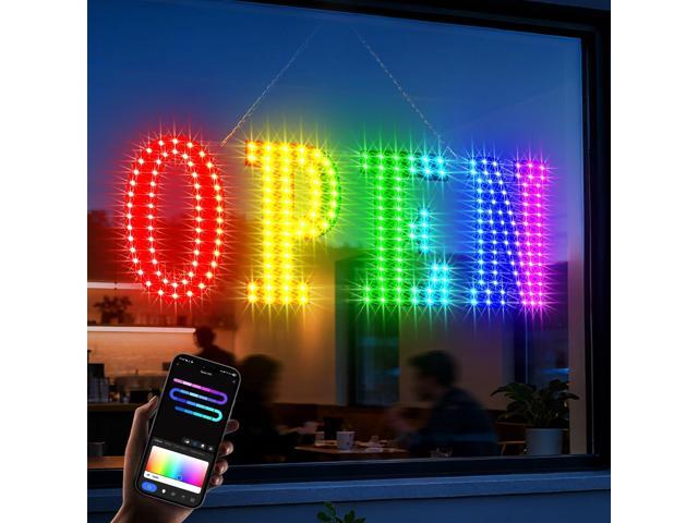 OPEN Sign for Business, 30' x 10' LED Open Sign with 16 Million Colors, APP & Remote Control, Timer, 44 Flashing Modes, Adjustable Brightness &...