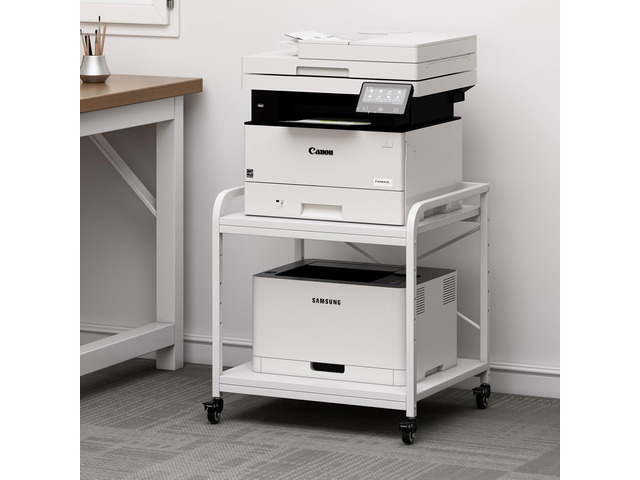 Large Printer Stand for Under Desk Storage, Adjustable Top Shelf Table Top 20'x20', Fits 3D/Laser Printer, Easy Roll Industrial Wheels, Heavy Duty...