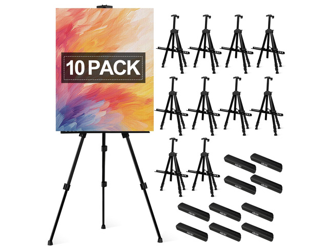 10 Pack Painting Display Easel Stand Portable Adjustable Metal Tripod Artist Canvases Height from 20 to 66 In Extra Sturdy for Table-Top/Floor...