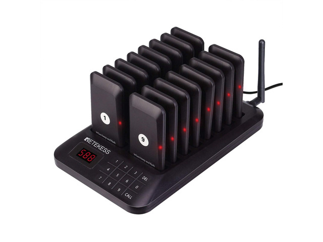 TD157 Restaurant Pager System, Pagers for Restaurants,16 Buzzers for Food Truck, Bars, Food Court, 984ft Long Range,Set with Vibration, Flashing...