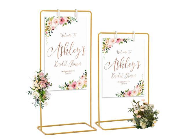 Adjustable Wedding Sign Stand with 2pcs Leather Hanging Straps Ideal as a welcome wedding sign holder for weddings, baby showers, graduation.