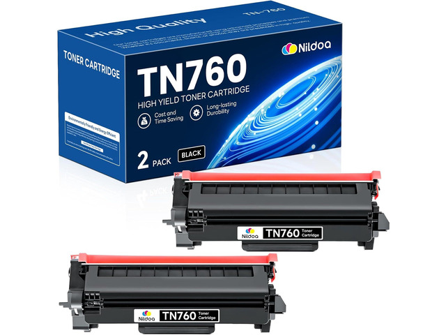 TN760 TN-760 Toner Cartridge High Yield Black Replacement for Brother TN760 TN-760 MFCL2750DW HLL2390DW MFCL2710DW HL-L2350DW Printer Ink, TN7602PK