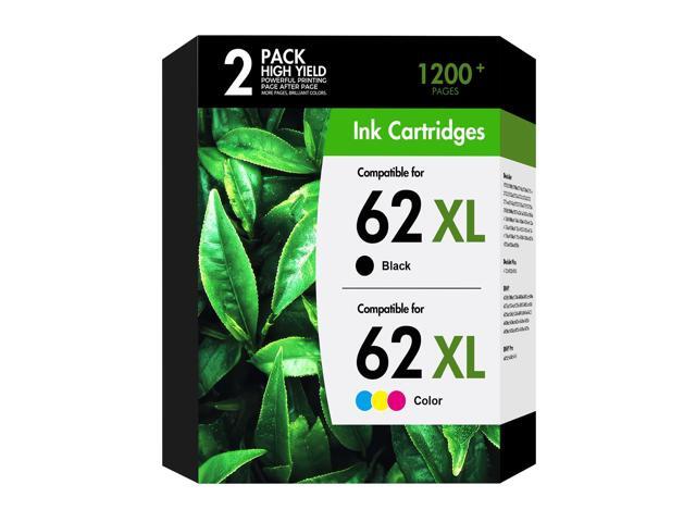 62 62XL Ink Cartridge Black and Color Combo Pack for Envy 7640 5660 Printer Compatible for HP62 62XL Ink for HP Envy 7645 5540 5740 5660 5740.